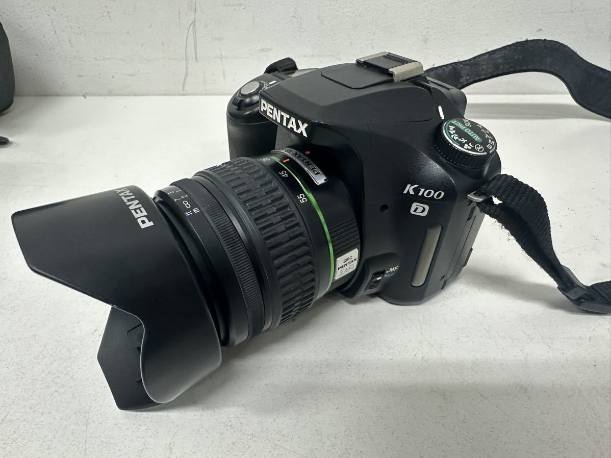 PENTAX ペンタックスK100D レンズセット 1:3.5-5.6 18-55mm AL 1:4-5.6 50-200mm EDデジタル一眼レフカメラ ケース付 デジカメ O106-4_画像2