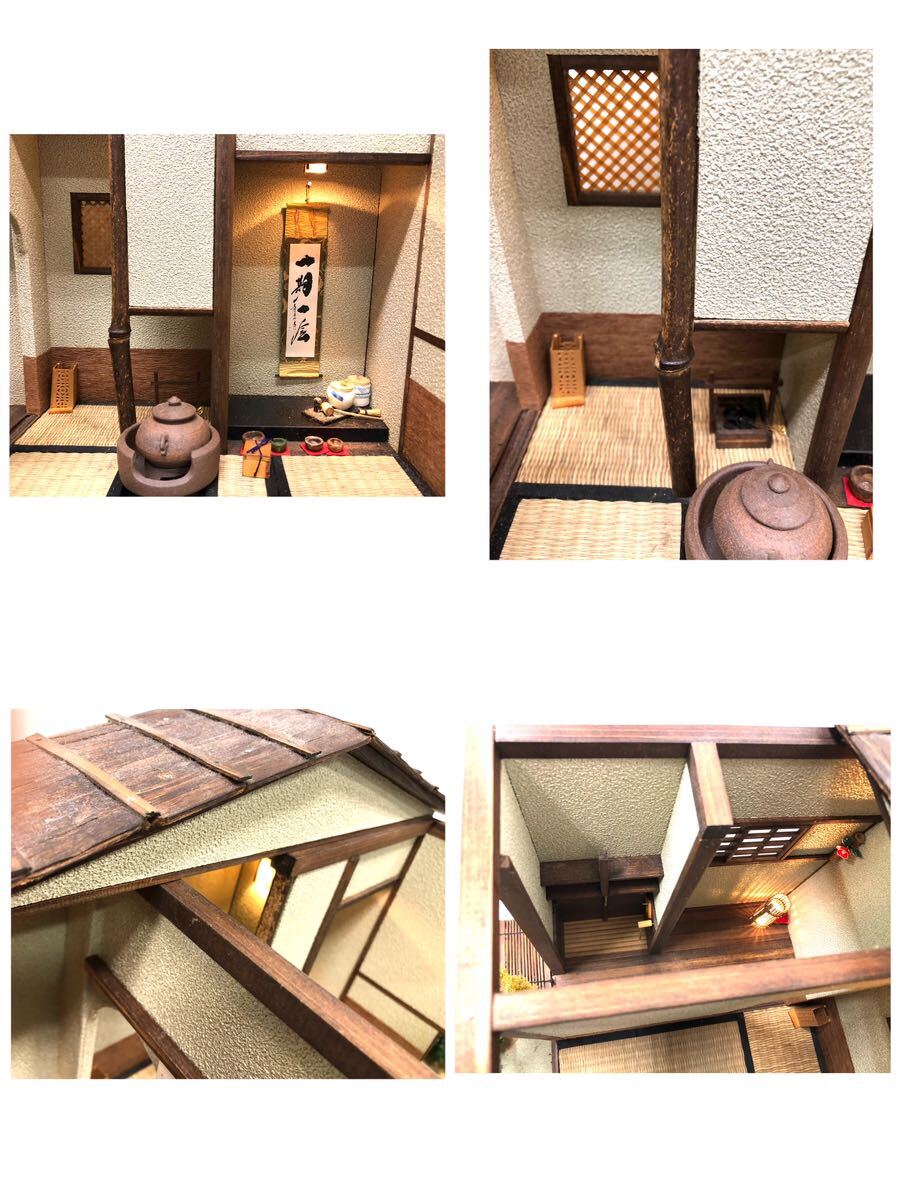 ★ 手作り 和風 ドールハウス 4畳 和室 屋根あり 庭園付き 古民家 昭和レトロ ミニチュア ライトアップ機能あり 点灯確認済 現状品 T181-11の画像4