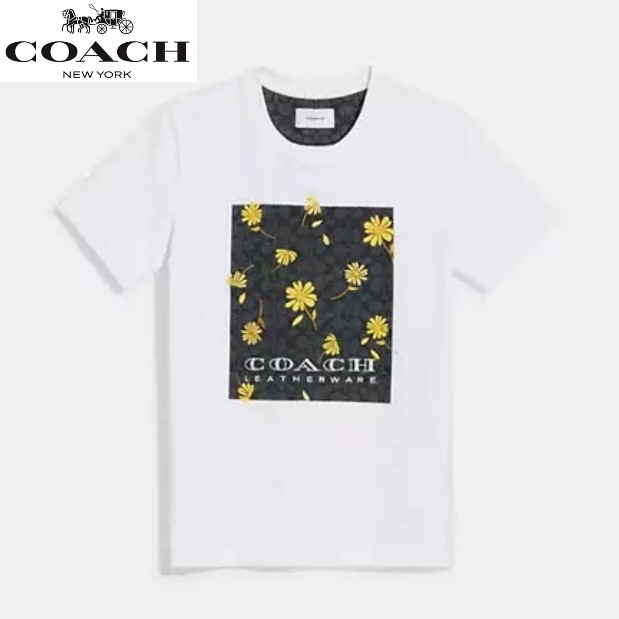 ◆新品/正規品◆【COACH★CJ738-S】コーチ 百貨店商品♪ シグネチャーフローラルTシャツ オーガニックコットン 定価26,400円 即決!!_画像1