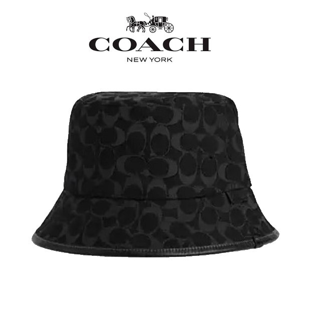 ◆新品/正規品◆【COACH★CP763-XS/S】コーチ シグネチャーデニムバケットハット 帽子 ブラック ユニセックスモデル♪ 保存袋付き♪ 即決!!_画像1