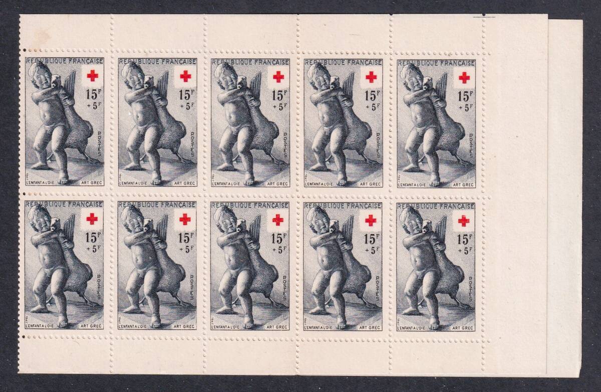 ◎フランス・切手帳 ≪赤十字/子供とガチョウ≫1955年 /NH/ Scott#B301a_画像1