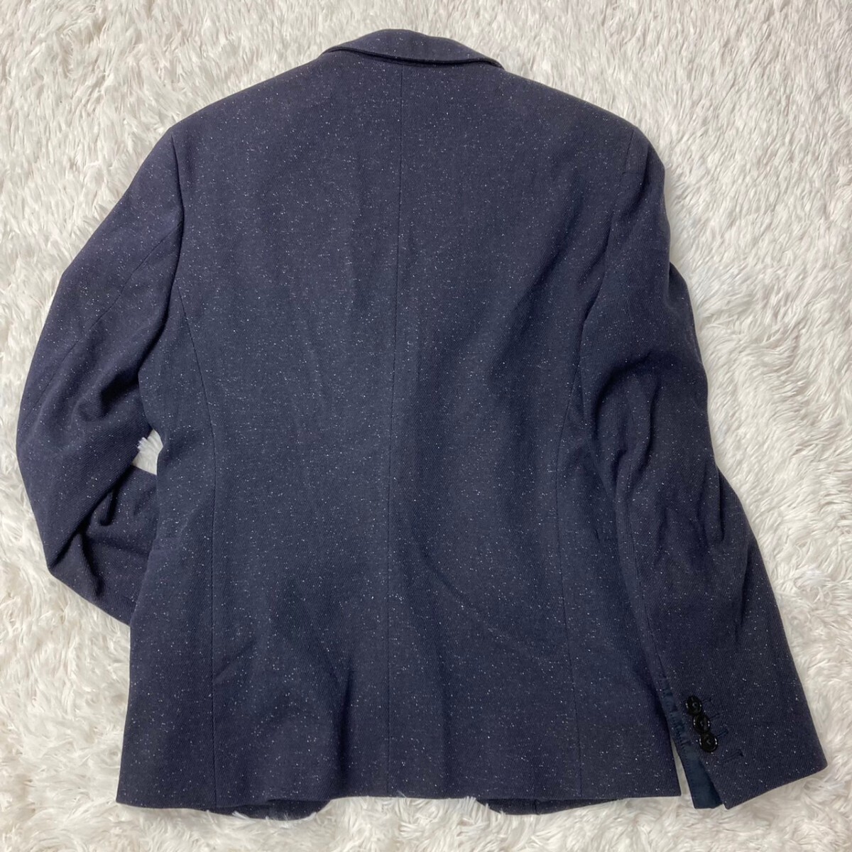 美品 ザラマン ZARA MAN テーラードジャケット 2B ネイビー 46表記 ストレッチ素材 M相当 紺色 総柄 上着 メンズ 春秋冬 ブレザー MEN'S_画像10