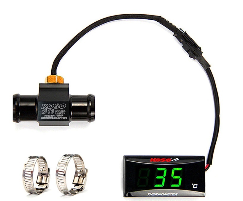 国内発送 緑 koso デジタル水温計 油温計 センサー アダプタ付き サーモメーターの画像1