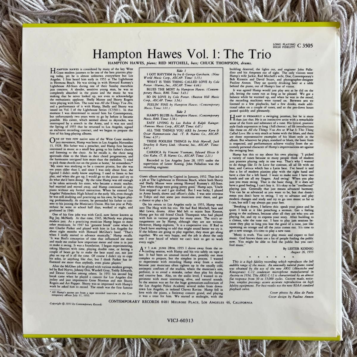 hampton hawes  vol.1 the trio  ハンプトン・ホーズ　国内盤CD 紙ジャケット　貴重盤