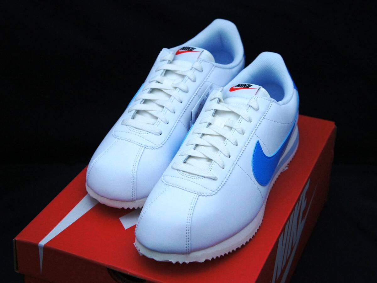 送料無料！【新品】W US12 約28.5cm NIKE ナイキ W CORTEZ コルテッツ WHITE/UNIVERSITY BLUE-SAIL 国内正規品_画像3