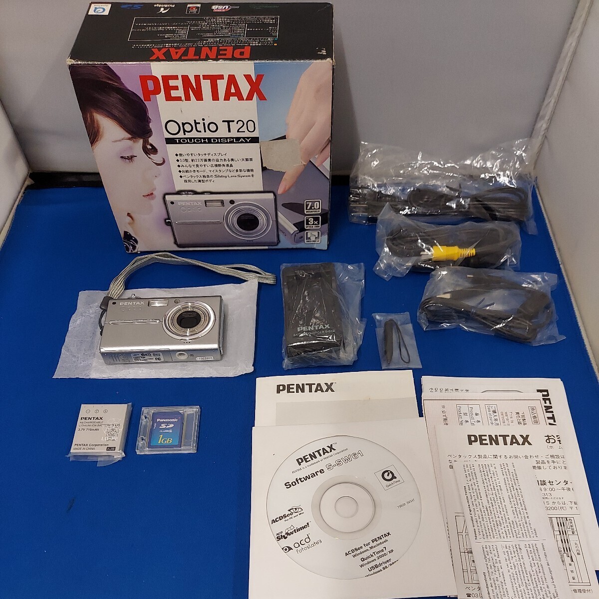 ★美品 動作確認済 PENTAX/ペンタックス コンパクトデジタルカメラ/デジカメ Optio T20★付属品フルセット タッチ画面 3.0型/約700万画素★_動作確認済！PENTAXデジタルカメラ