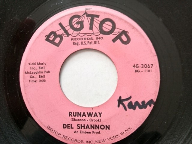 ★ＵＳ４５★ＢＢ誌１位「ラナウェイ」デル・シャノン　　　　キャリア最初のヒットで全米一位＆代表曲！！_画像1