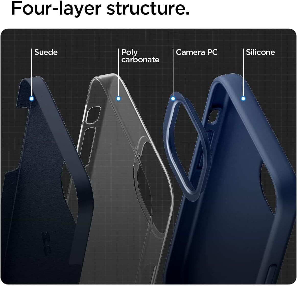 Spigen iPhone13Miniケース シリコン 耐衝撃 米軍MIL規格取得 4重構造 シリコンフィット ACS03341 (ネイビー・ブルー)/837_画像3