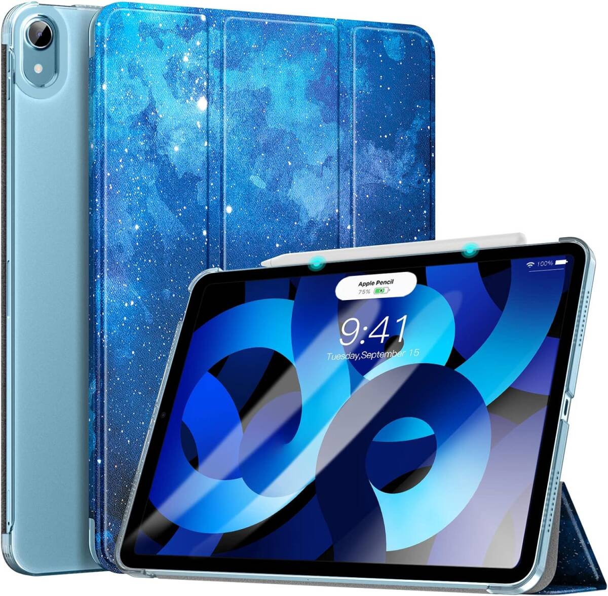 iPad Air 5 ケース 2020 iPad Air 4 ケース 2020 iPad 10.9インチ カバー iPad Air 第5世代 / 第4世代 ケース 青い星空/758の画像1