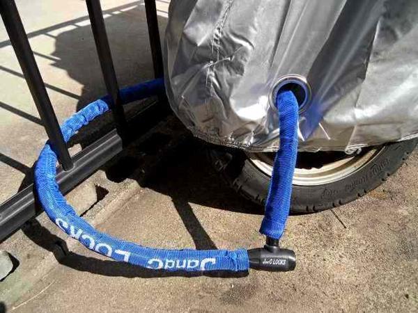 バイクロック ジョイント ワイヤー錠 ブルー ★1m20cm 頑丈ワイヤーロック 大切なバイクの盗難防止の画像1