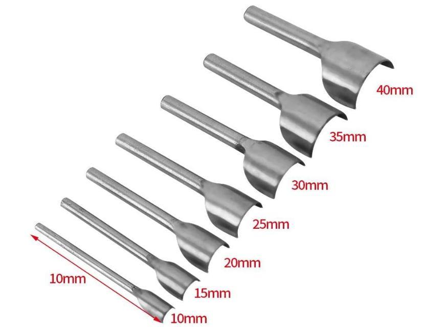 送料無料　レザークラフト エンドポンチ 半円型 7本セット　刀幅10～40㎜　端落とし_画像1