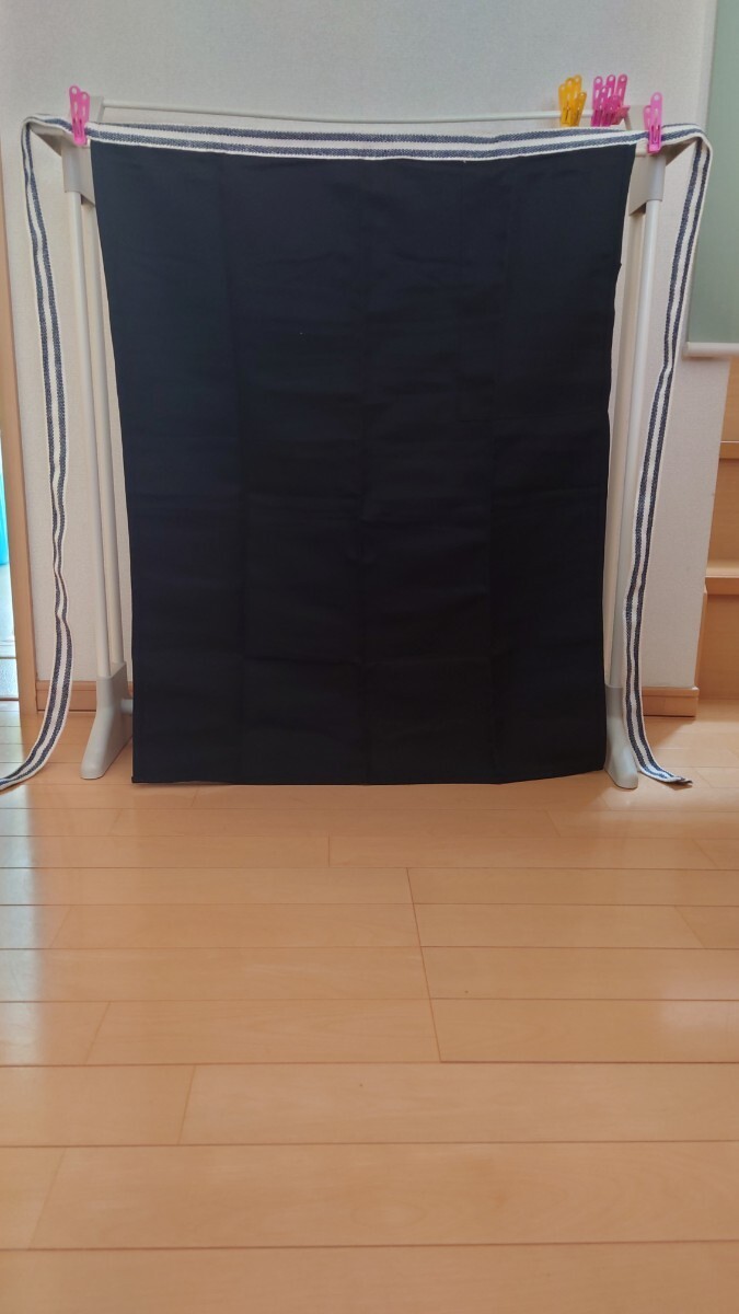 [ price cut re-exhibition ][ used * used .* old work ] apron black cloth size (85cm rank ×60cm rank ) pocket attaching 