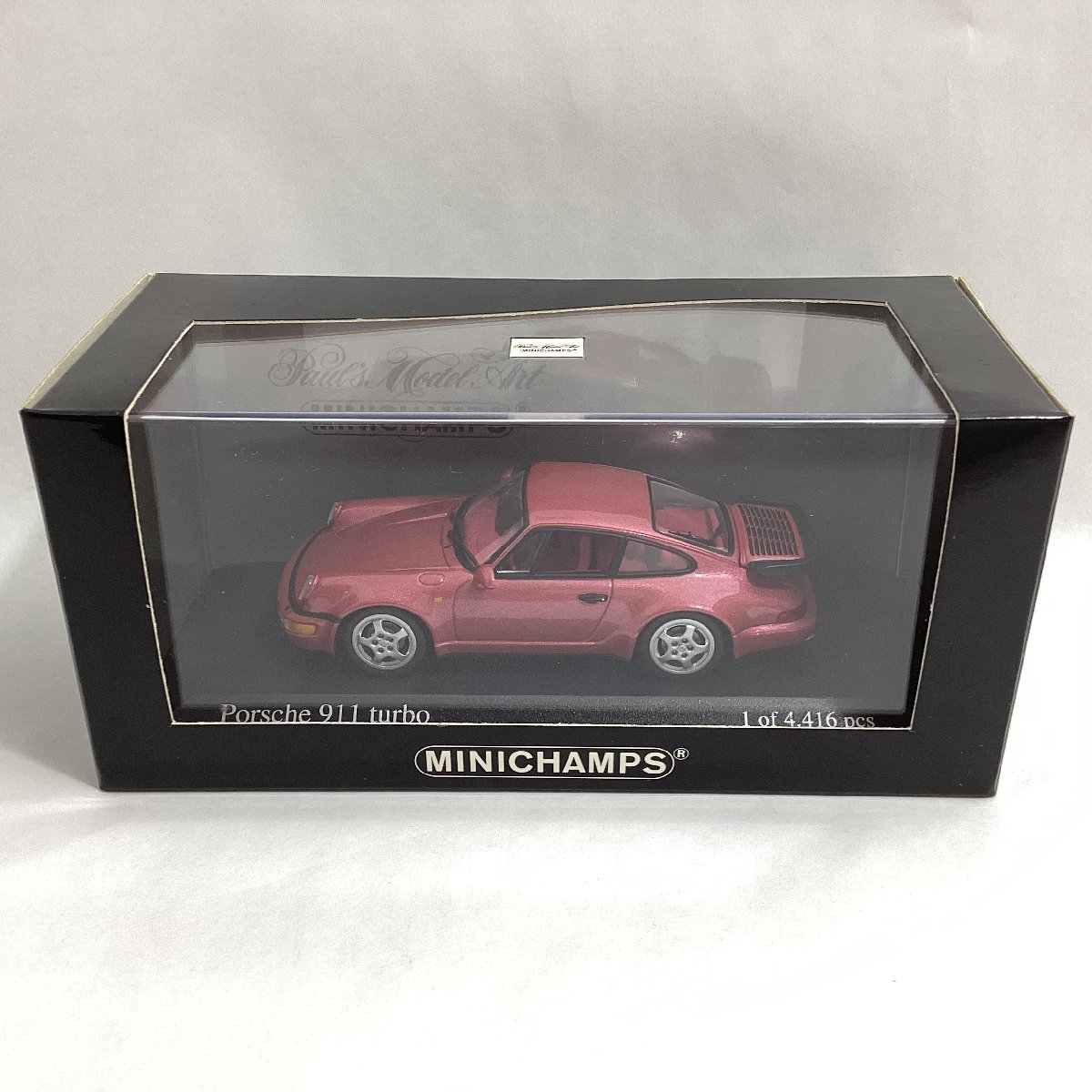 ミニチャンプス　1/43　ポルシェ 911 ターボ 1990 レッドメタリック　Himbeerrot perleffekt　MINICHAMPS　Porsche_画像1