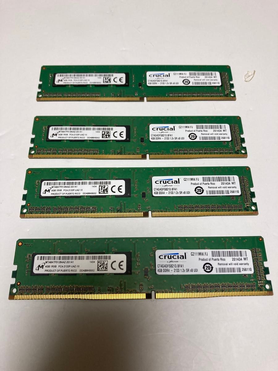 【中古】メモリ Crucial DDR4 2133 4GBx4 16GB