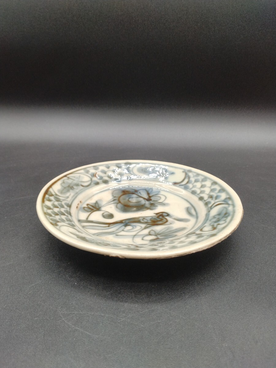 中国古玩 明時代 呉須 染付皿 直径約15.8cm 【1-t1】の画像9