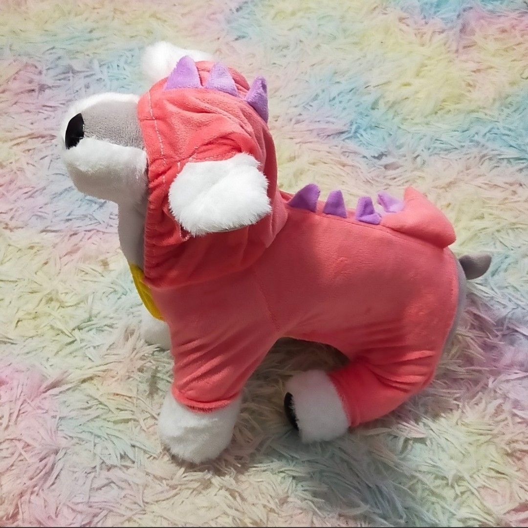 新品 ハロウィン 犬服 猫服 ドッグウェア Mサイズ 着ぐるみ なりきりコスプレ 恐竜ピンク