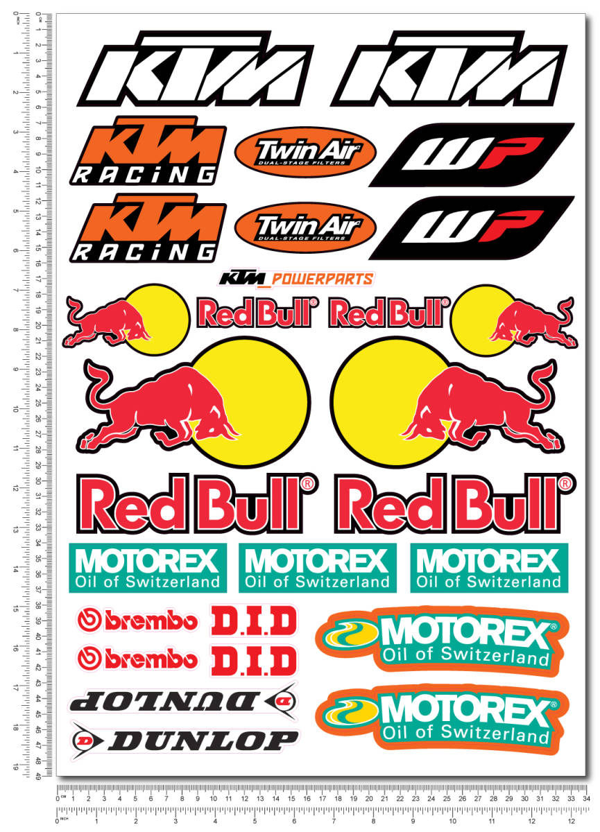 送料無料 KTM WP Motorex Dunlop Decal Sticker レッドブルー ステッカー シール デカール セット_画像1