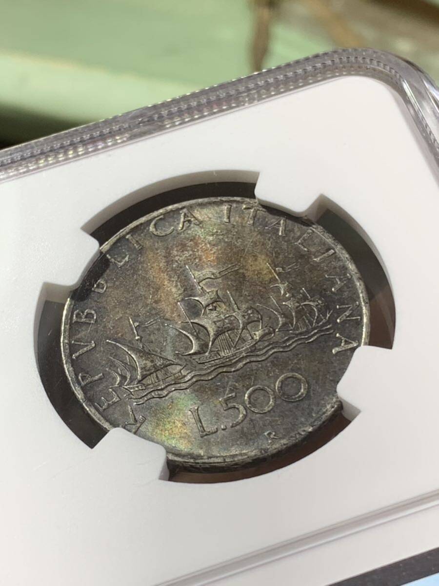 1958R イタリア 500L銀貨 世界コイン 古銭 貨幣 硬貨 銀貨 NGC 鑑定済みMS63 希少 収蔵品放出 未使用 超美品 非常に入手困難 の画像9