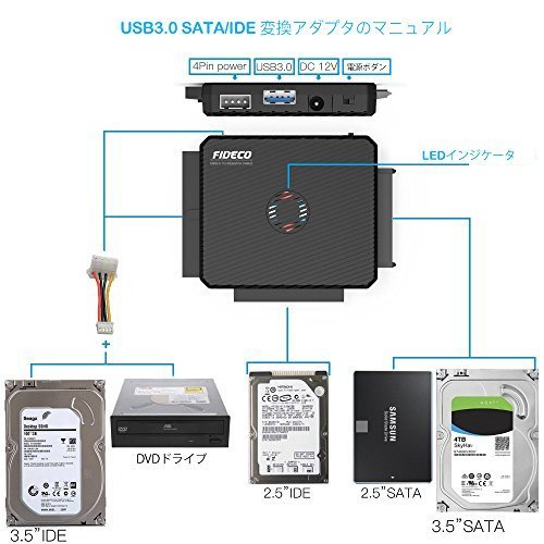 【お買い得品】 最大3TB SATA／IDE 5Gｂｐｓ高速伝送 HDD／SSD対応 ハードディスク USB3．0 FIDECO_画像2