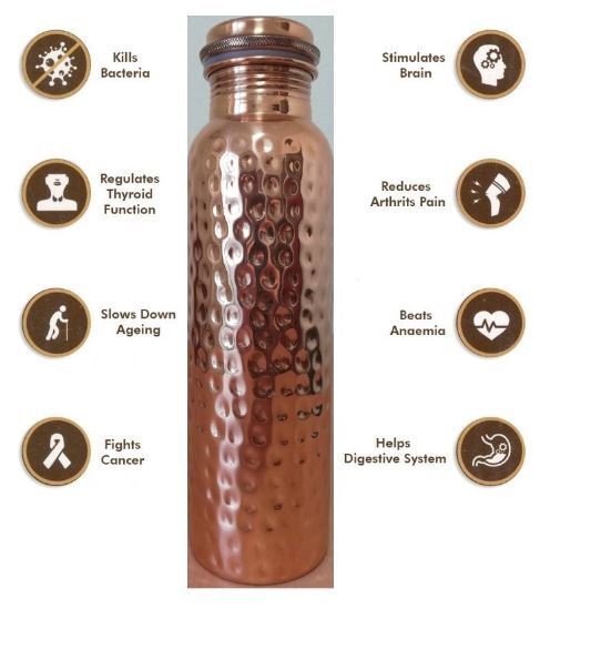 純銅ウォーターボトル *1.0 litr. * Copper Hammer water Bottle.*すぐに健康上の利点を得ます。* 日本にとって最高の品質*_画像6