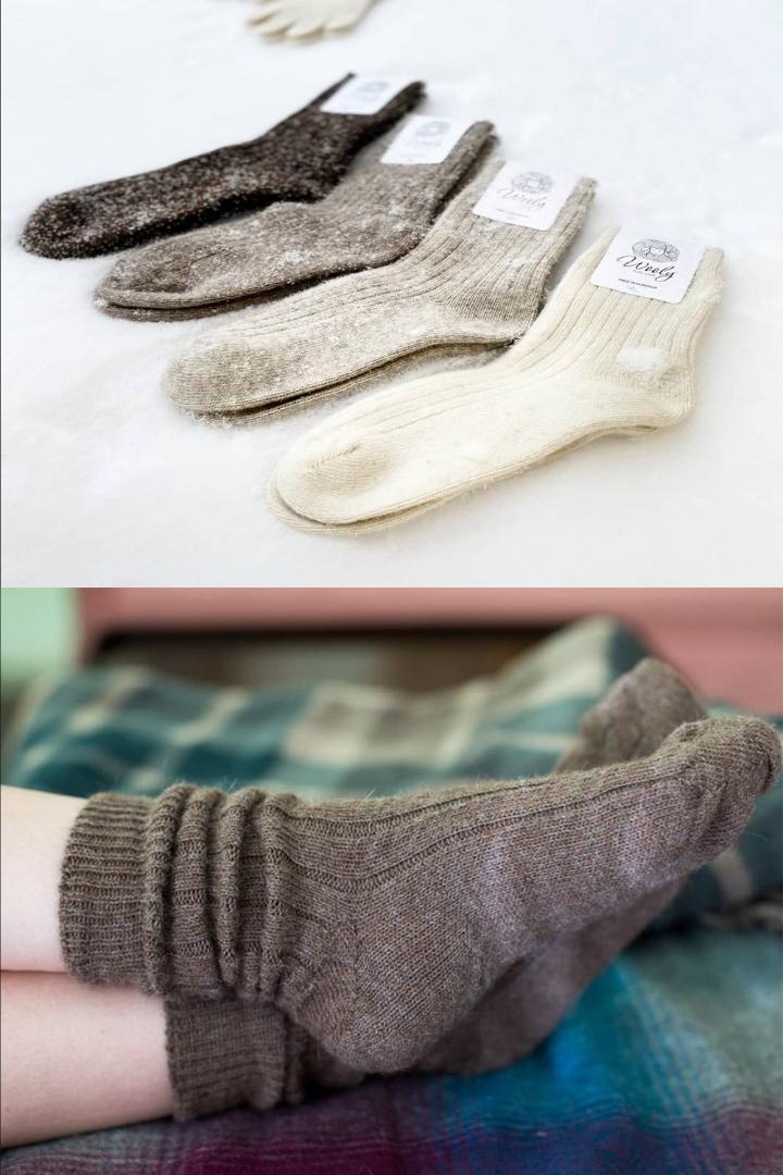 M ウール 100% モンゴル産 厚手 暖か 靴下 ２足セット 22.5～24cmの画像4