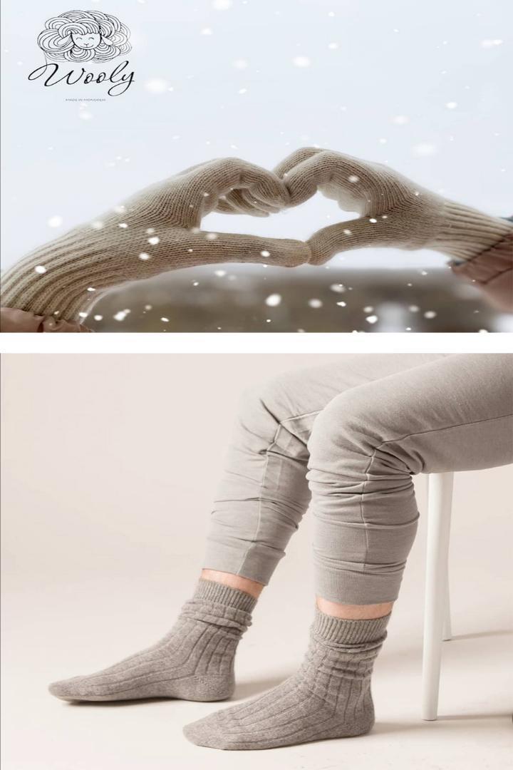 M ウール 100% モンゴル産 厚手 暖か 靴下 ２足セット 22.5～24cmの画像5