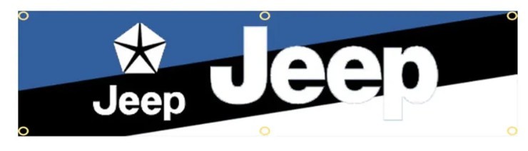 ジープ JEEP ③ 旗 壁の装飾 のれん 垂れ幕 タペストリー 6箇所止め輪 旗バナー ガレージ フラッグ 45cm × 180cm