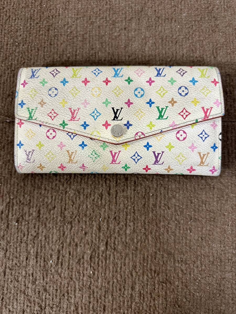 I【中古品】LOUIS VUITTON ルイ・ヴィトン モノグラム マルチカラー ポルトフォイユ サラ 二つ折り 長財布 M60667_画像1