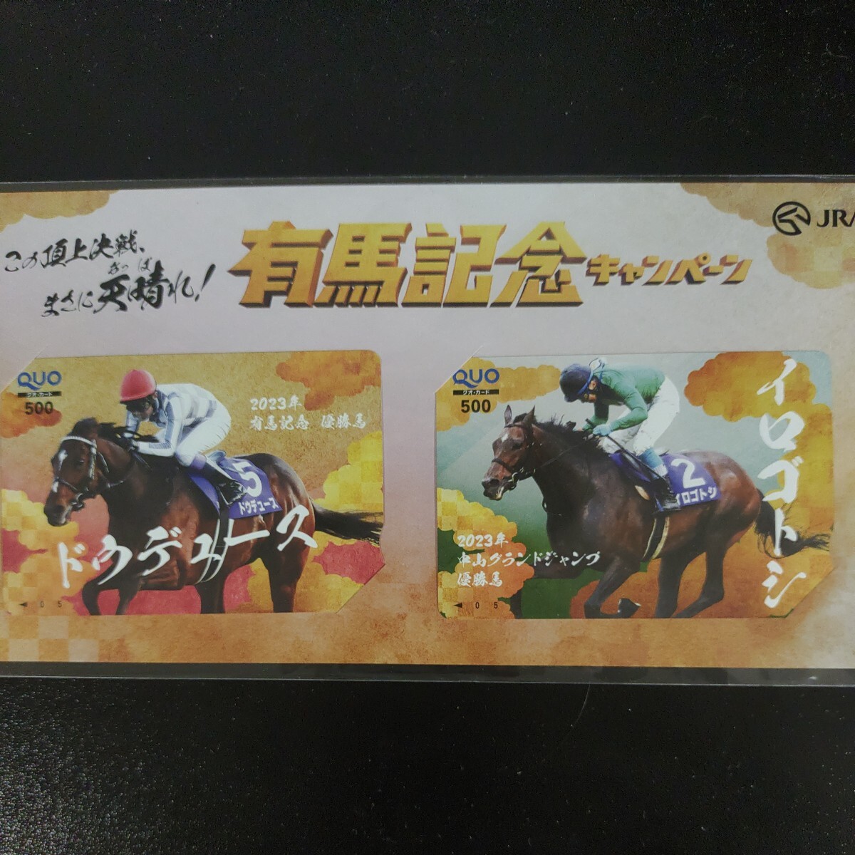 有馬記念キャンペーン当選品 ドウデュース イロゴトシ クオカード 500円分2枚 JRAの画像1