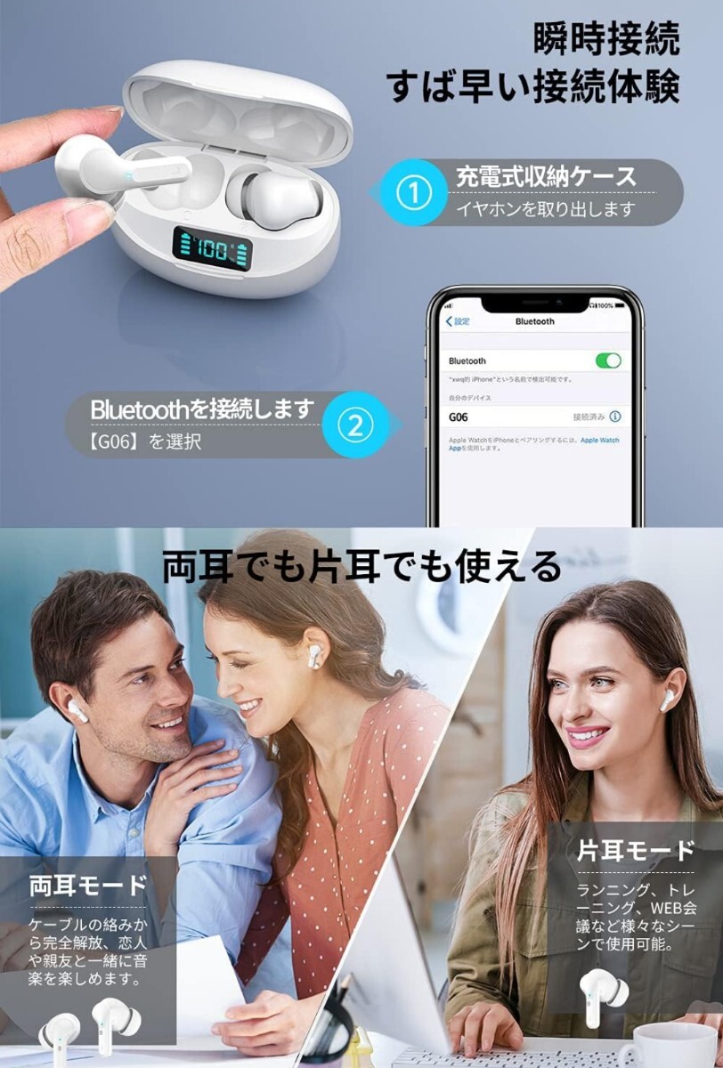 Bluetooth イヤホンBluetooth5.1+EDR搭載 Type‐C急速充電 36時間再生 AAC/SBC対応 Hi-Fi 自動ペアリング記憶 瞬時接続 ブラックA38の画像7