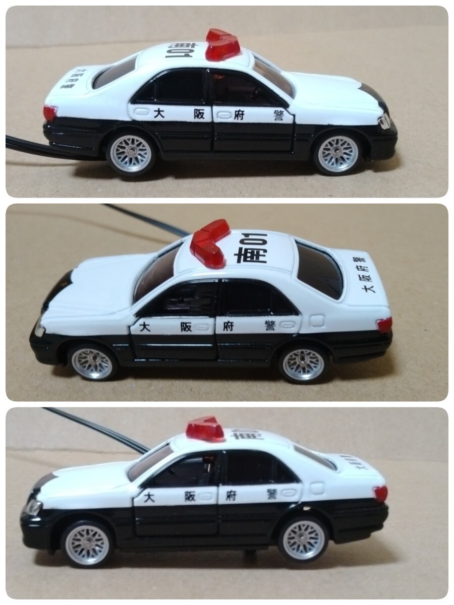  dummy scanner Osaka (metropolitan area) . south . patrol car LED 12V 4 light blinking 17 series Crown non-genuine wheel crime prevention Tomica out of print minicar Kansai Osaka TOYOTA