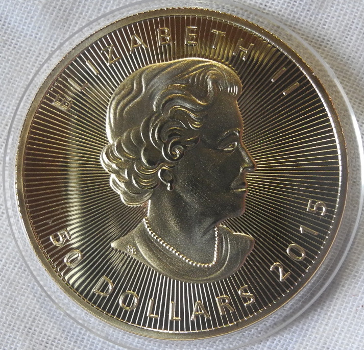 カナダ メイプルリーフ 50ドル金貨 24金P レプリカコイン エリザベス女王 ボールマーカー 金の画像2
