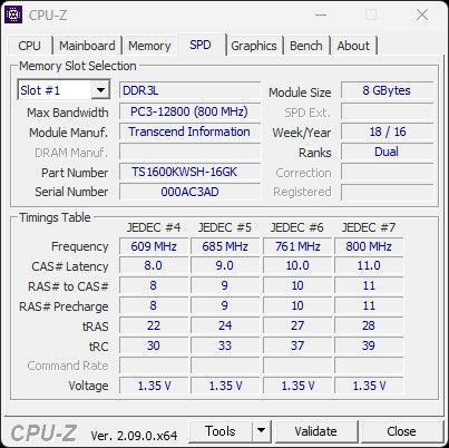 トランセンド DDR3L-1600 PC3-12800 8GB 2枚組 合計16GB SO-DIMM ノートPC用メモリ