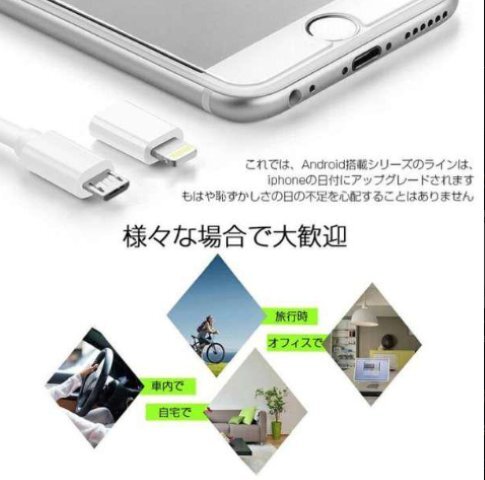 【即日発送】2個セット iPhone 変換アダプタ マイクロ USB 白 黒の画像6