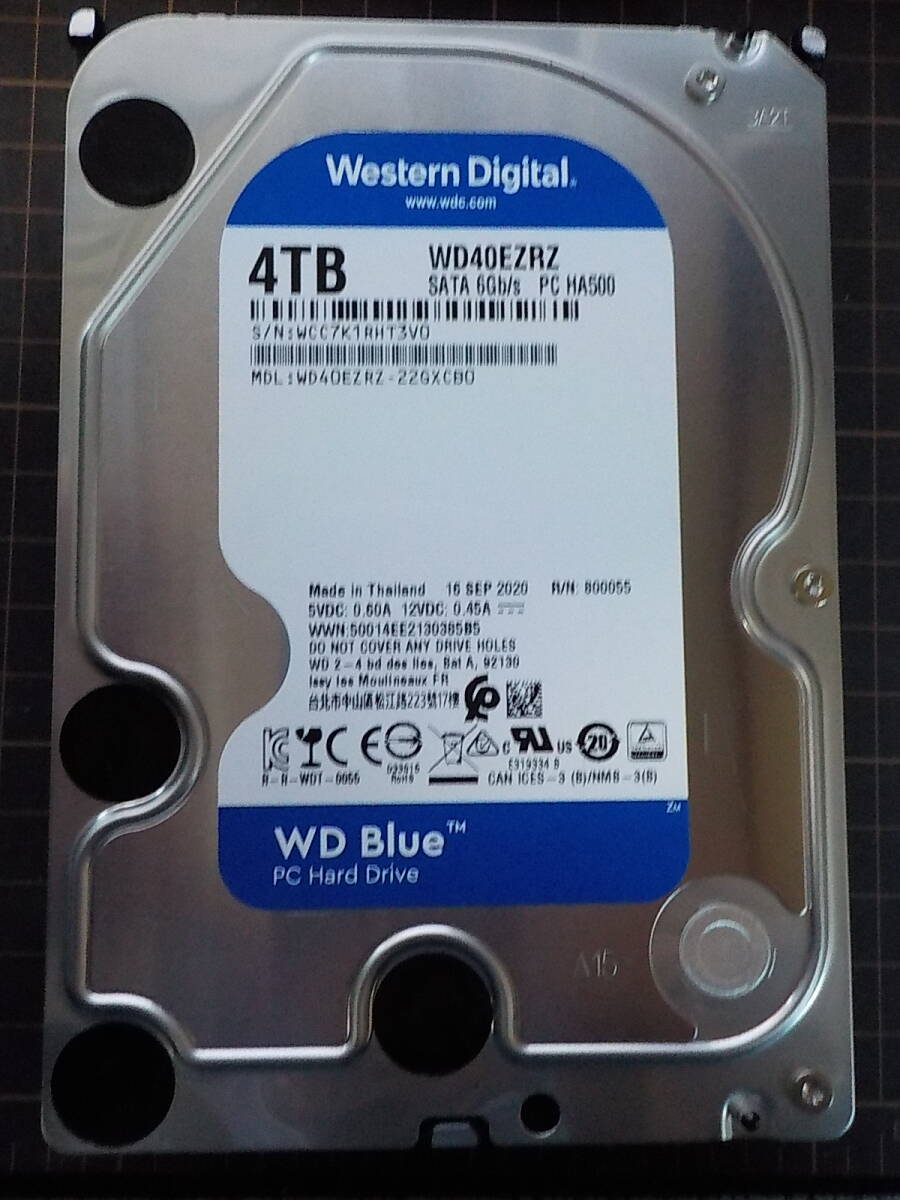  【中古(19)】HDD Western Digital WD40EZRZ 4TB 3.5インチ WD Blue 使用279時間_画像1