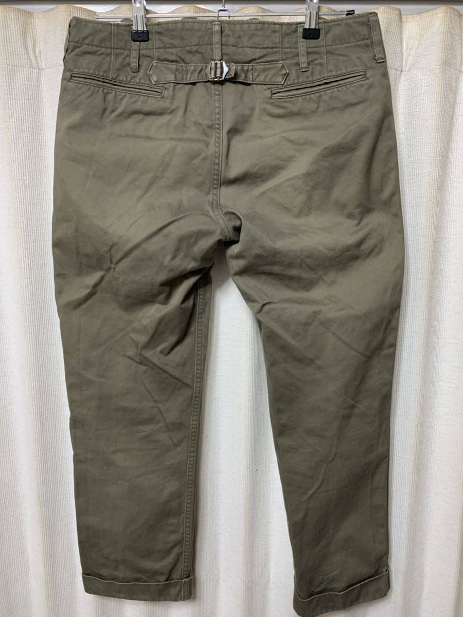 VISVIM HIGH WATER CHINO PANTS ヴィズヴィム ビズビム コットンチノ トラウザー パンツ サイズM KHAKI OLIVE archive vintage_画像2