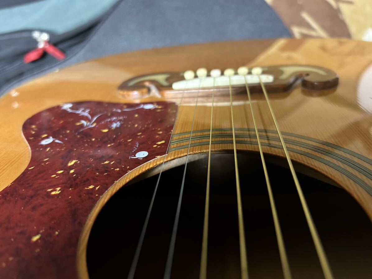 OLD・ Epiphone エピフォン EJ 200・ジャンボサイズ・GIBSON J-200スタイル・ナチュラル」ボディー・RIITER GIGケース付き。激安・調整済みの画像7