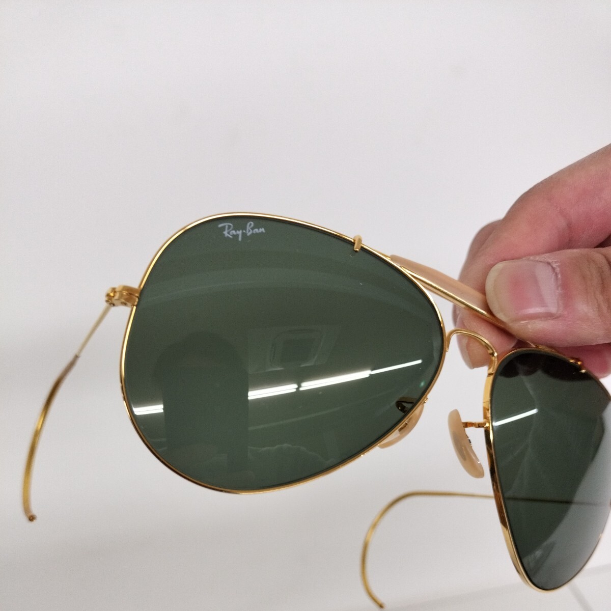 ◎14043 RayBan　B&L RAY-BAN USA　レイバン　ティアドロップ サングラス　グリーン 系 × ゴールド金具　ケース付き　ヴィンテージ メガネ_画像7