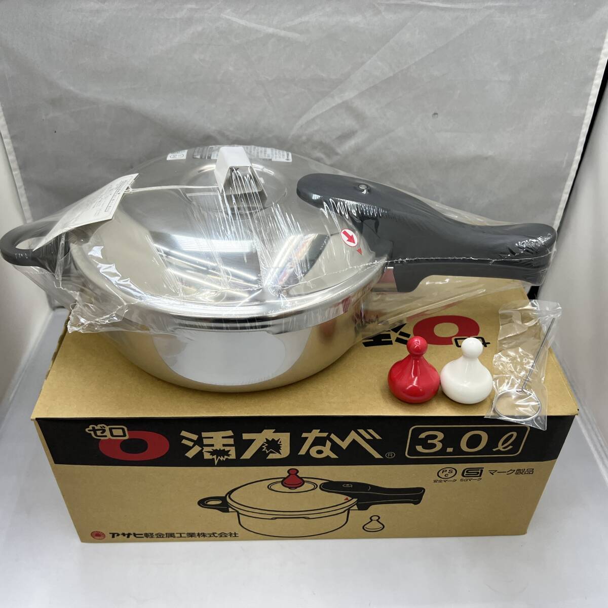 *#0306 unused Asahi light metal Zero . power pan pressure cooker 3.0L 70 anniversary commemoration glass cover recipe book@ equipped 