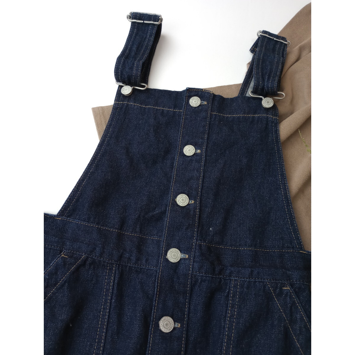 SOMETHING Something [ adult pretty .....] cotton 100% Denim overall skirt Jean ska made in Japan S navy blue (56Y+7531)