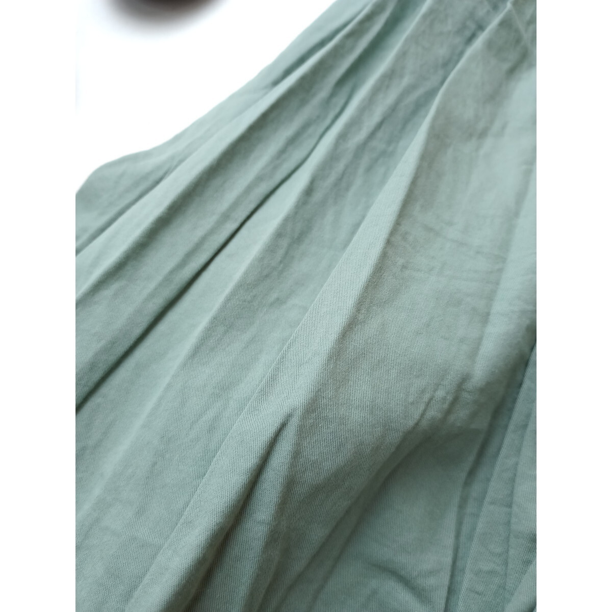 m.n エムドットエヌ「一日をやさしく彩る」インド製 コットン 綿 100％ バンドカラー ボリューム袖 ロング ワンピース グリーン (23Y+9198)の画像3