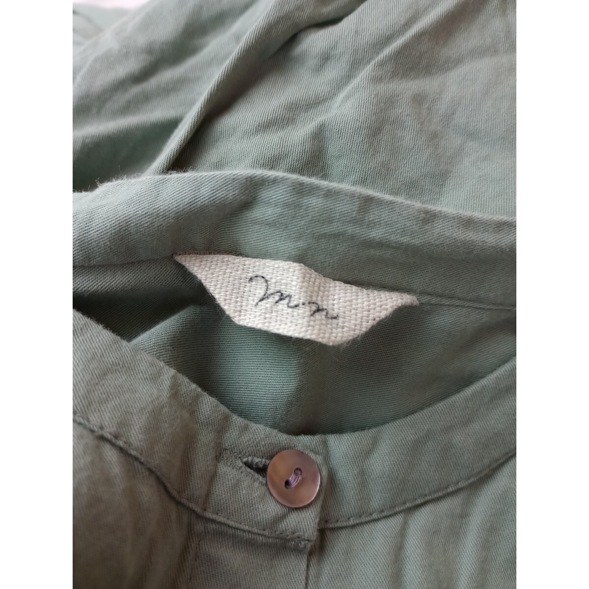 m.n エムドットエヌ「一日をやさしく彩る」インド製 コットン 綿 100％ バンドカラー ボリューム袖 ロング ワンピース グリーン (23Y+9198)の画像5