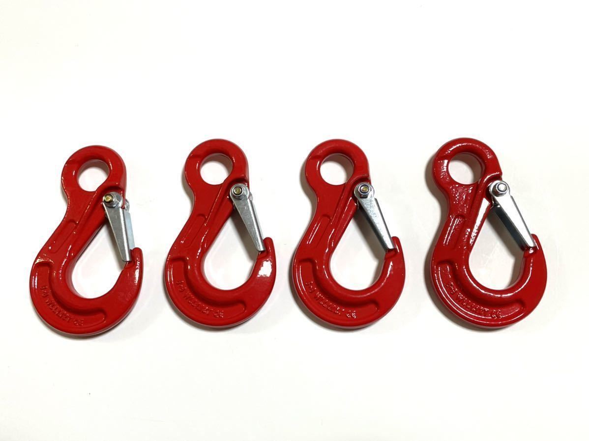 新品　アイフック 1.2t ラッチ付き 4個セット チェーンスリング ワイヤロープ 先端金具 チェーンブロック 1t ロープ_画像1