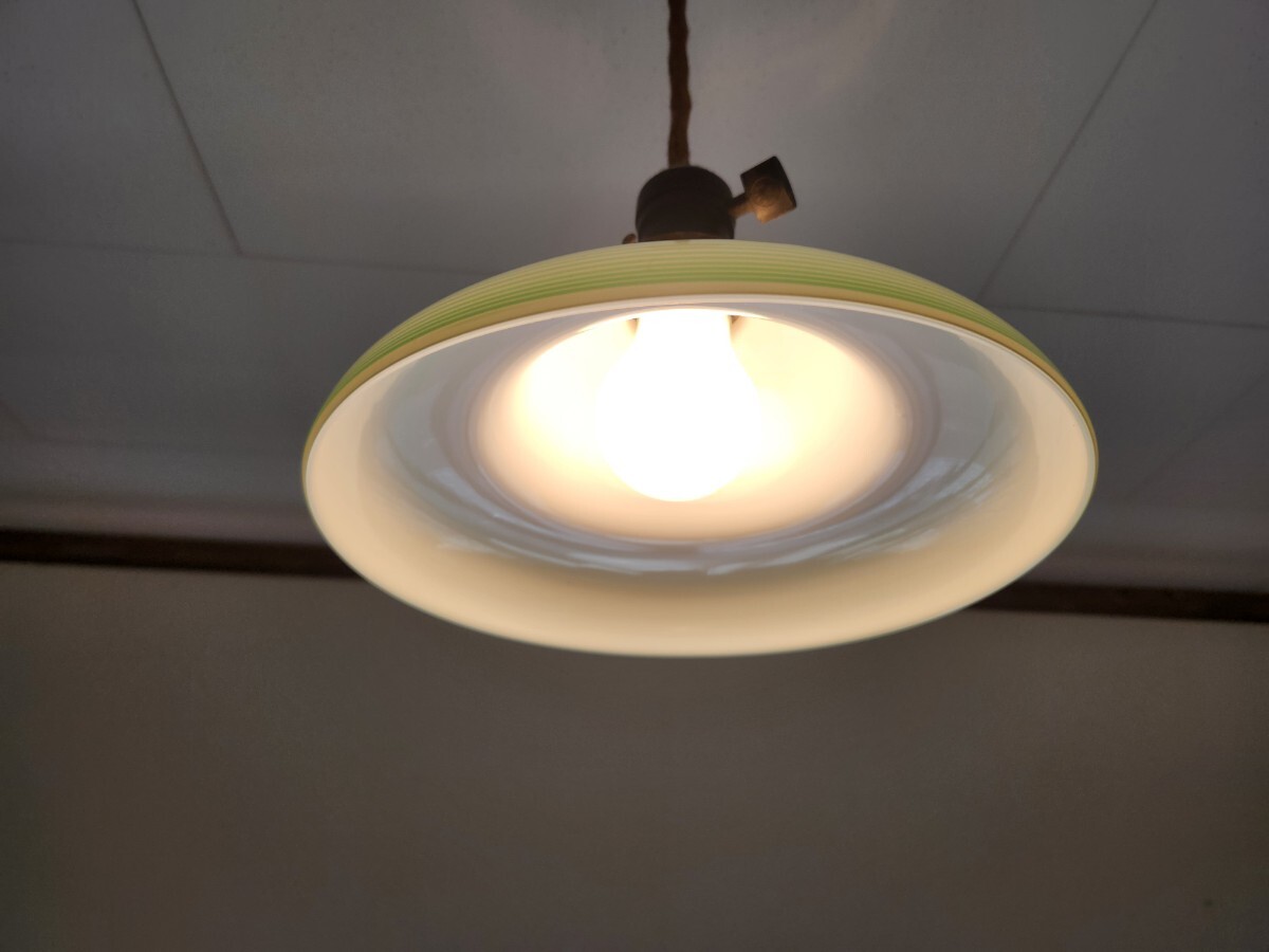 うぐいす色の電笠 ランプシエード 照明器具 硝子_画像7