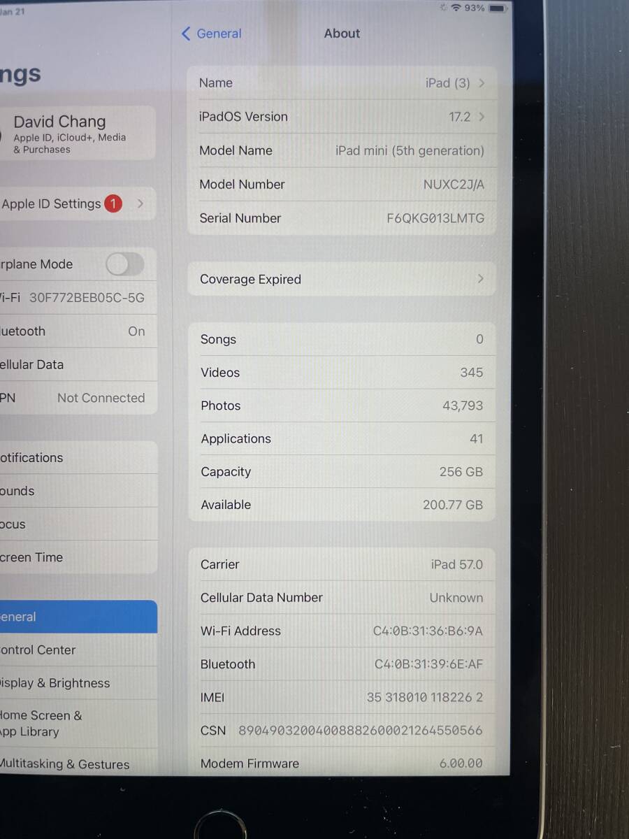 Apple iPad Mini 第5世代 256GB, Wi-Fi + 4G、Belkinケース付き SIMフリー 美品_画像2