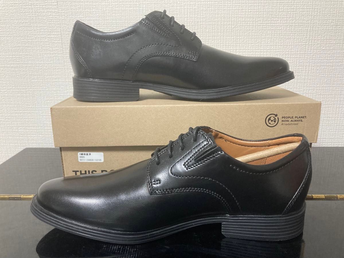 新品Clarks(クラークス) ウィドンプレインレースビジネスシューズブラック黒25cm本革本皮革靴皮靴ビジカジフォーマル