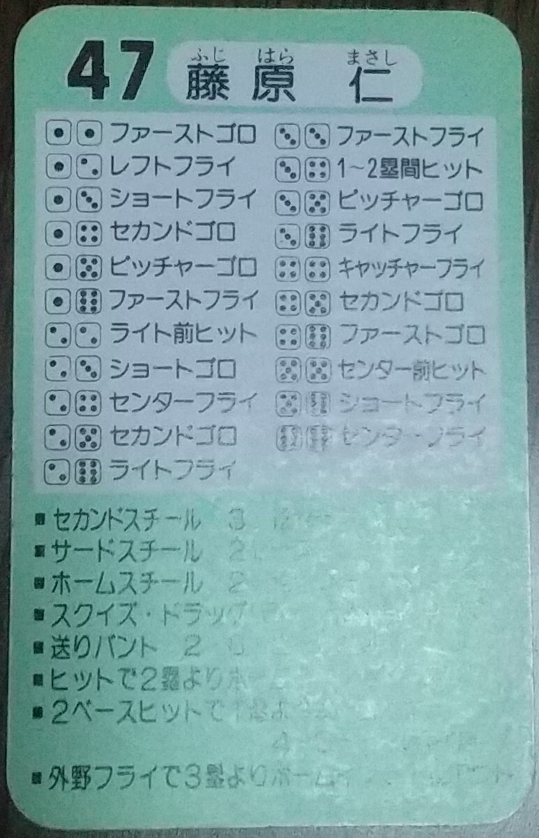 タカラプロ野球カードゲーム昭和５８年度阪神タイガース 藤原仁_画像4