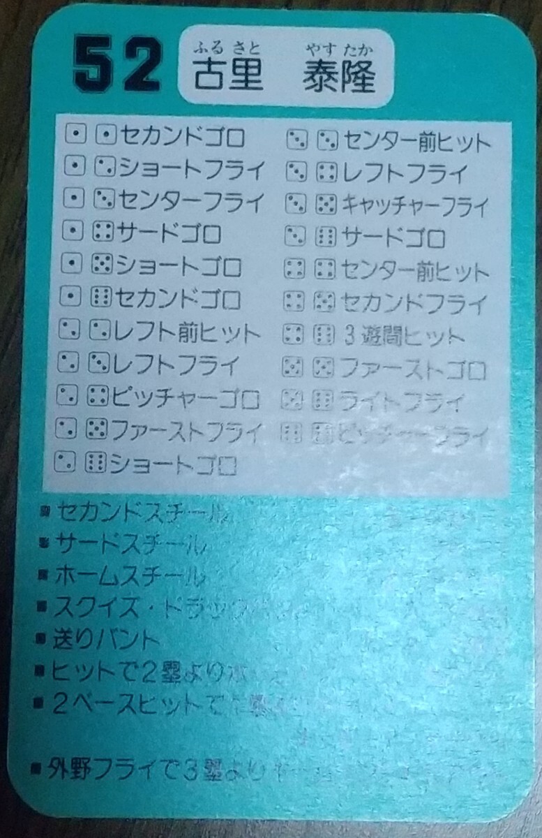 タカラプロ野球カードゲーム９２阪神タイガース 古里泰隆_画像3