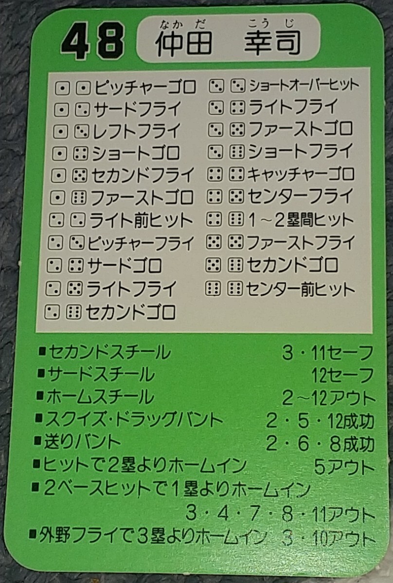 タカラプロ野球カードゲーム昭和６２年度阪神タイガース 仲田幸司_画像2