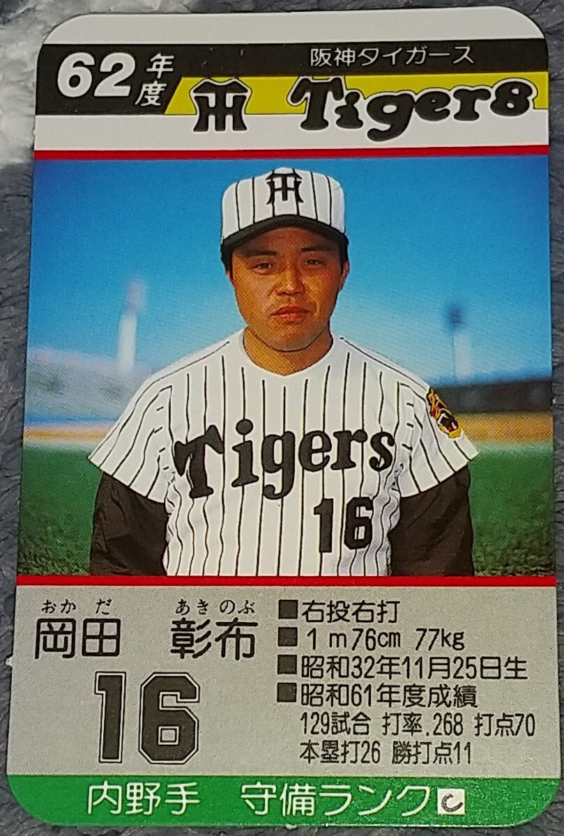 タカラプロ野球カードゲーム昭和６２年度阪神タイガース 岡田彰布_画像1